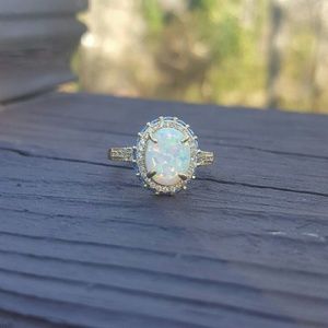 Opal ring gold sterling silver